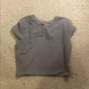 ALO Yoga Alosoft Double Washed Gray Crop Top